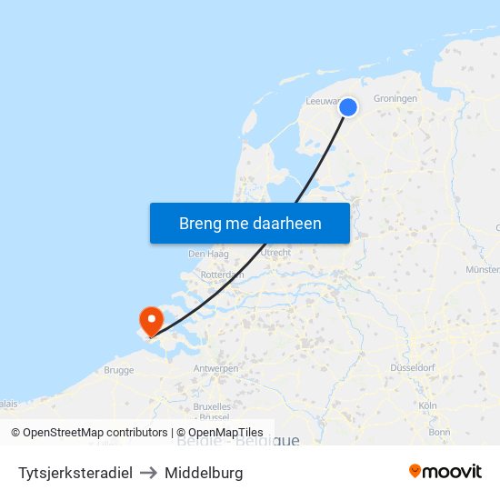 Tytsjerksteradiel to Middelburg map