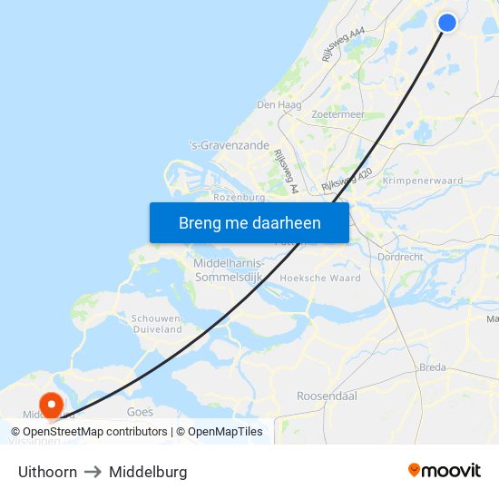 Uithoorn to Middelburg map