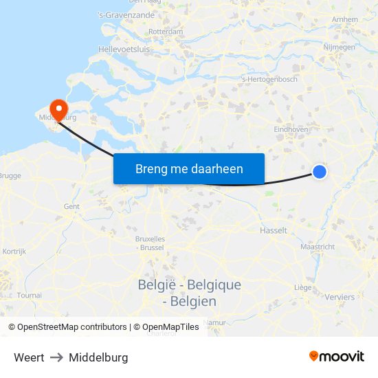 Weert to Middelburg map