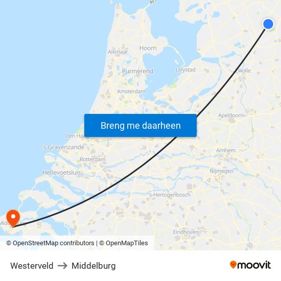 Westerveld to Middelburg map