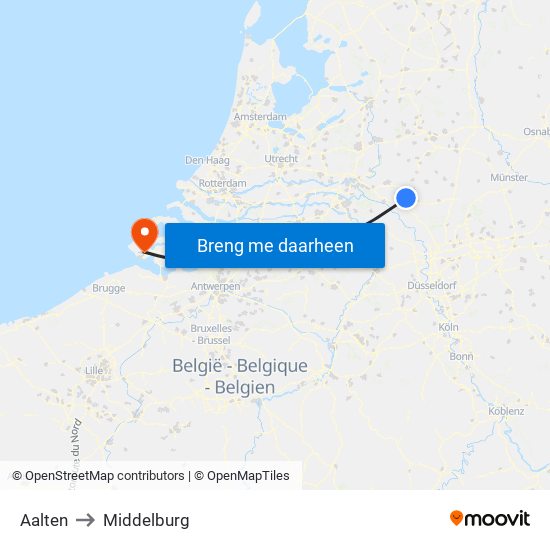 Aalten to Middelburg map