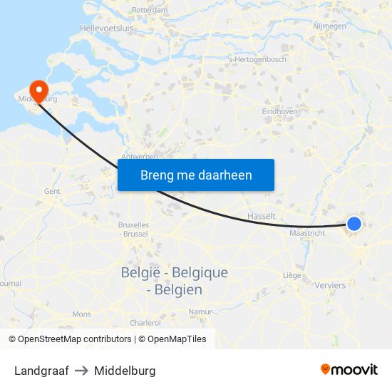 Landgraaf to Middelburg map