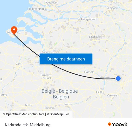 Kerkrade to Middelburg map