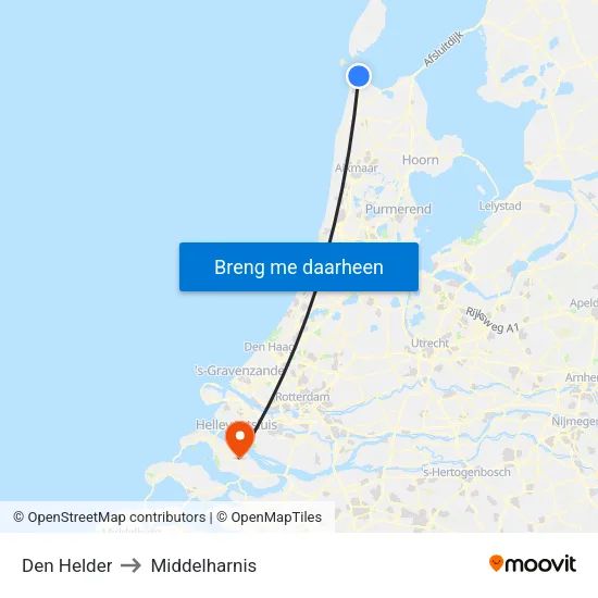 Den Helder to Middelharnis map