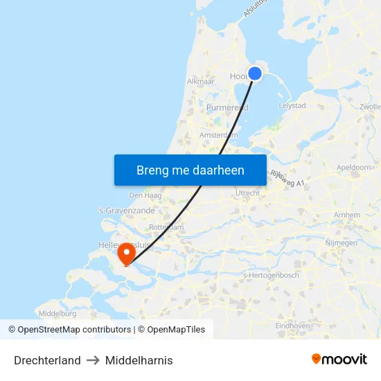 Drechterland to Middelharnis map