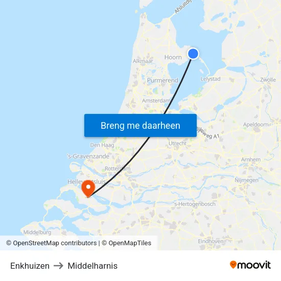 Enkhuizen to Middelharnis map