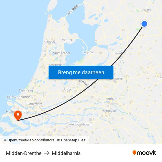 Midden-Drenthe to Middelharnis map