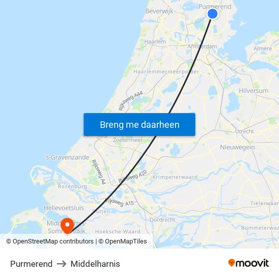 Purmerend to Middelharnis map