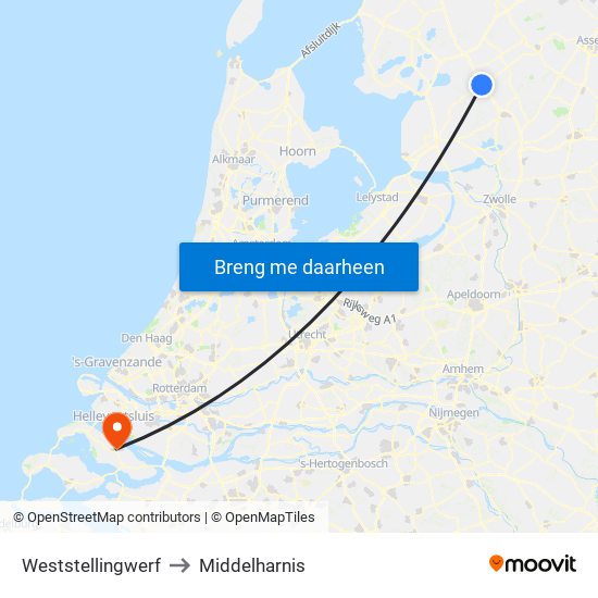 Weststellingwerf to Middelharnis map