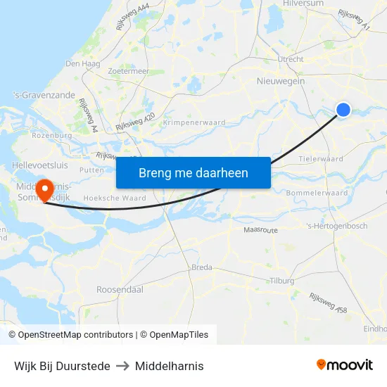 Wijk Bij Duurstede to Middelharnis map