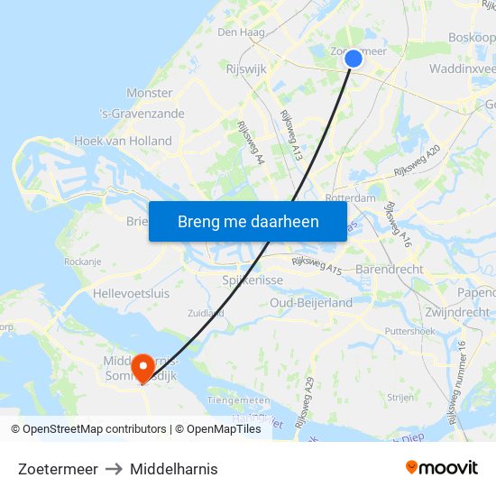 Zoetermeer to Middelharnis map