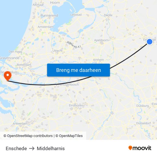 Enschede to Middelharnis map