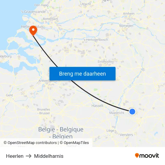 Heerlen to Middelharnis map