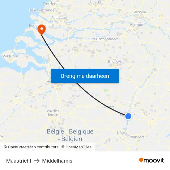 Maastricht to Middelharnis map