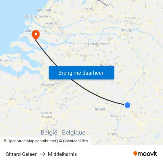 Sittard-Geleen to Middelharnis map