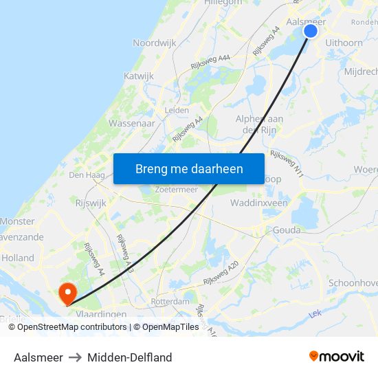 Aalsmeer to Midden-Delfland map