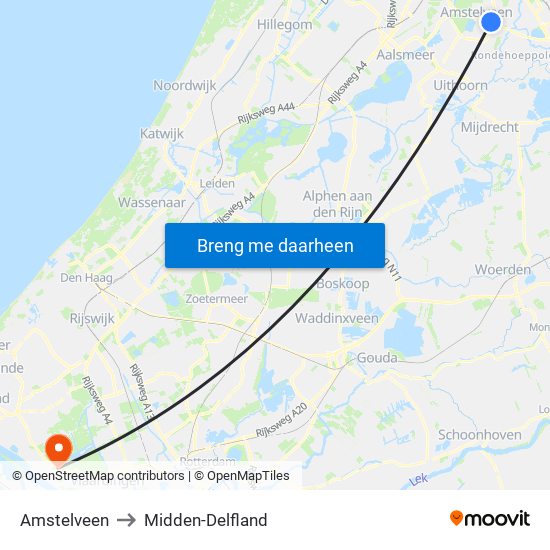 Amstelveen to Midden-Delfland map