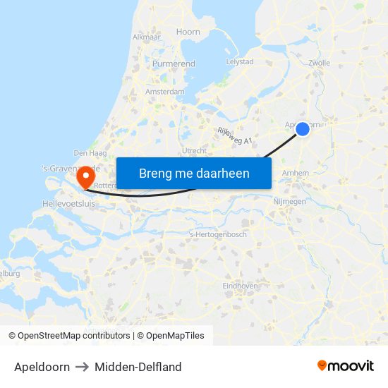 Apeldoorn to Midden-Delfland map