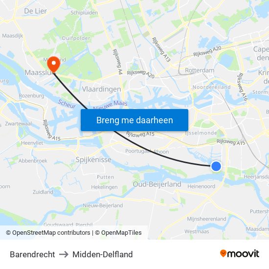 Barendrecht to Midden-Delfland map