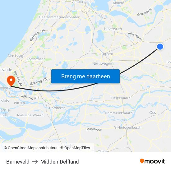 Barneveld to Midden-Delfland map