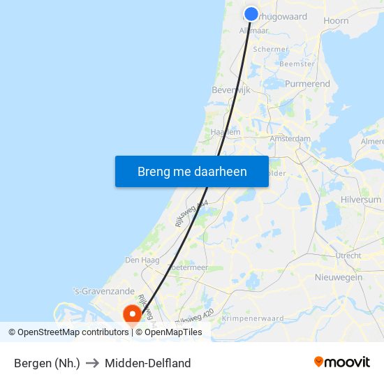 Bergen (Nh.) to Midden-Delfland map