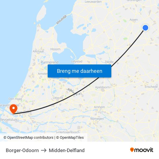 Borger-Odoorn to Midden-Delfland map