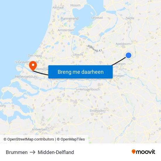 Brummen to Midden-Delfland map