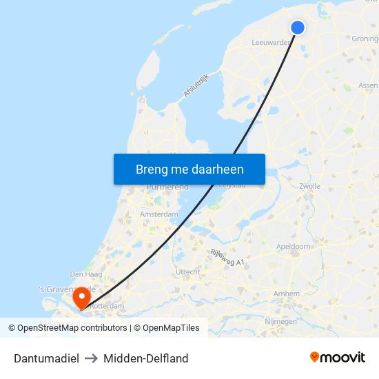 Dantumadiel to Midden-Delfland map
