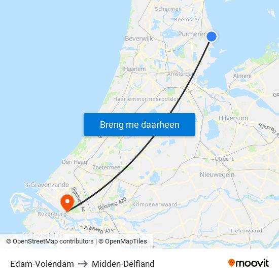 Edam-Volendam to Midden-Delfland map