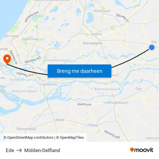 Ede to Midden-Delfland map