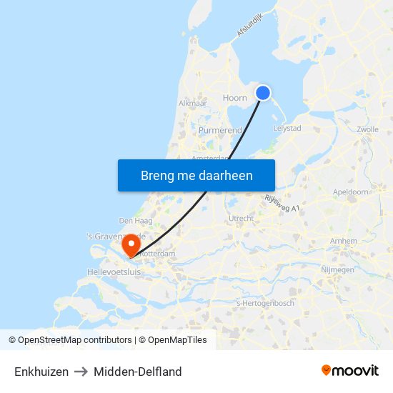 Enkhuizen to Midden-Delfland map