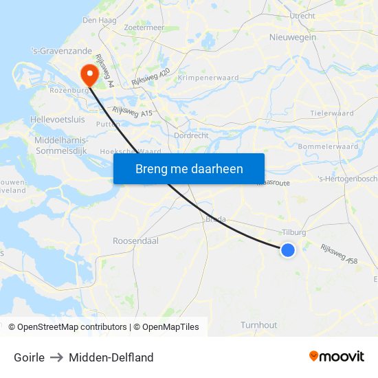 Goirle to Midden-Delfland map