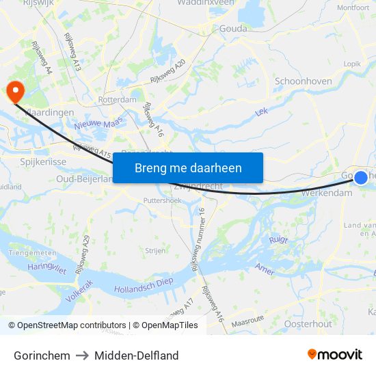 Gorinchem to Midden-Delfland map