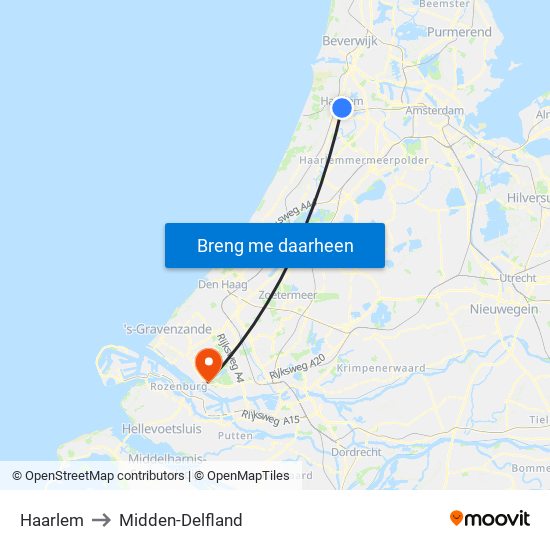 Haarlem to Midden-Delfland map