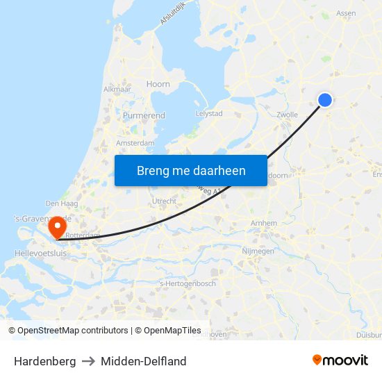 Hardenberg to Midden-Delfland map