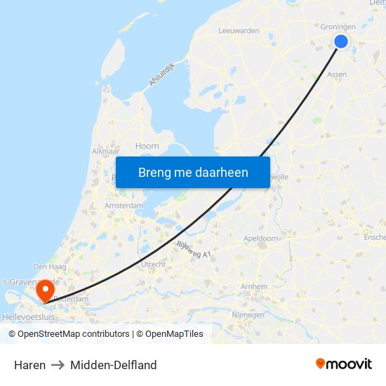 Haren to Midden-Delfland map