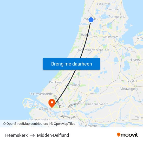 Heemskerk to Midden-Delfland map
