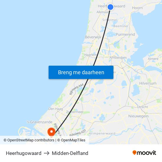 Heerhugowaard to Midden-Delfland map