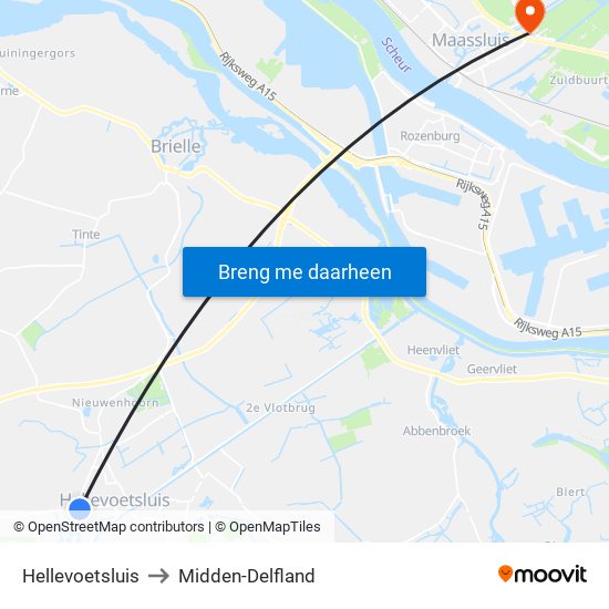 Hellevoetsluis to Midden-Delfland map