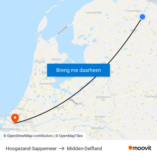 Hoogezand-Sappemeer to Midden-Delfland map