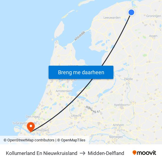 Kollumerland En Nieuwkruisland to Midden-Delfland map