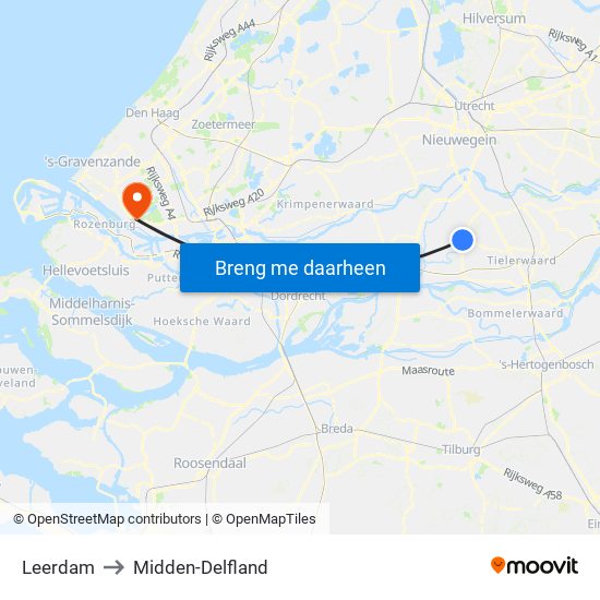 Leerdam to Midden-Delfland map