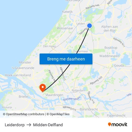 Leiderdorp to Midden-Delfland map