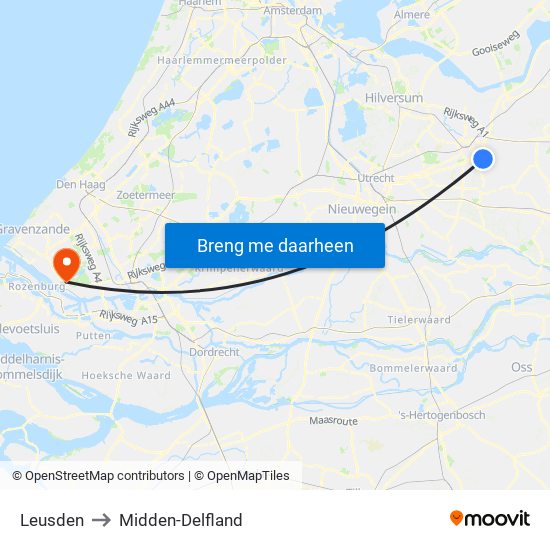 Leusden to Midden-Delfland map
