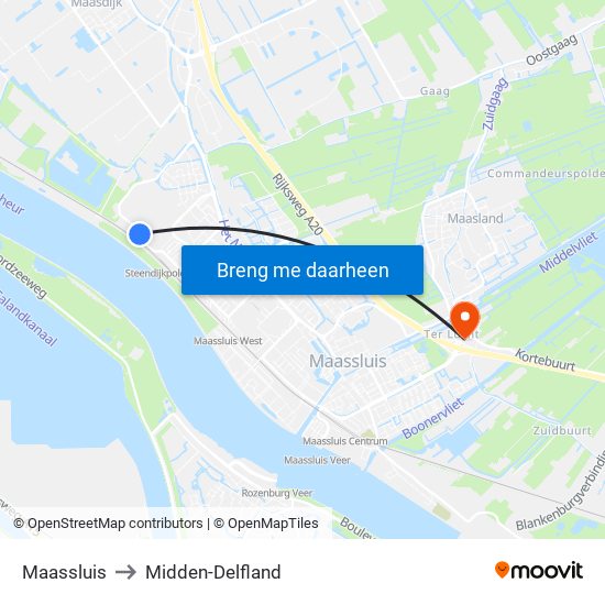 Maassluis to Midden-Delfland map
