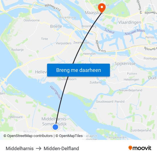 Middelharnis to Midden-Delfland map