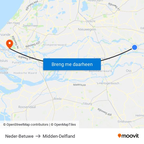 Neder-Betuwe to Midden-Delfland map