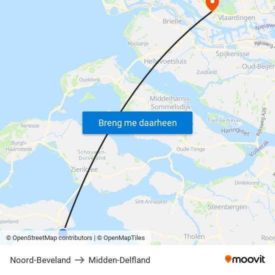 Noord-Beveland to Midden-Delfland map