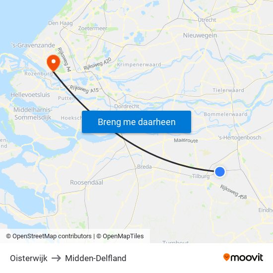 Oisterwijk to Midden-Delfland map