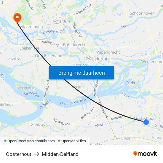 Oosterhout to Midden-Delfland map